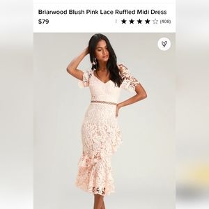 Briarwood Blush Pink Lace Ruffled Midi Dress Size S
